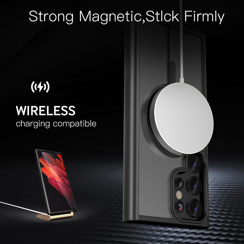 Ốp lưng nhám sạc từ tính cho Samsung Galaxy S23 Ultra hiệu Likgus PC Ultra-thin Frosted Magnetic Case - mặt lưng nhám mờ chống bám bẩn, gờ bảo vệ Camera 0.5mm - Hàng nhập khẩu