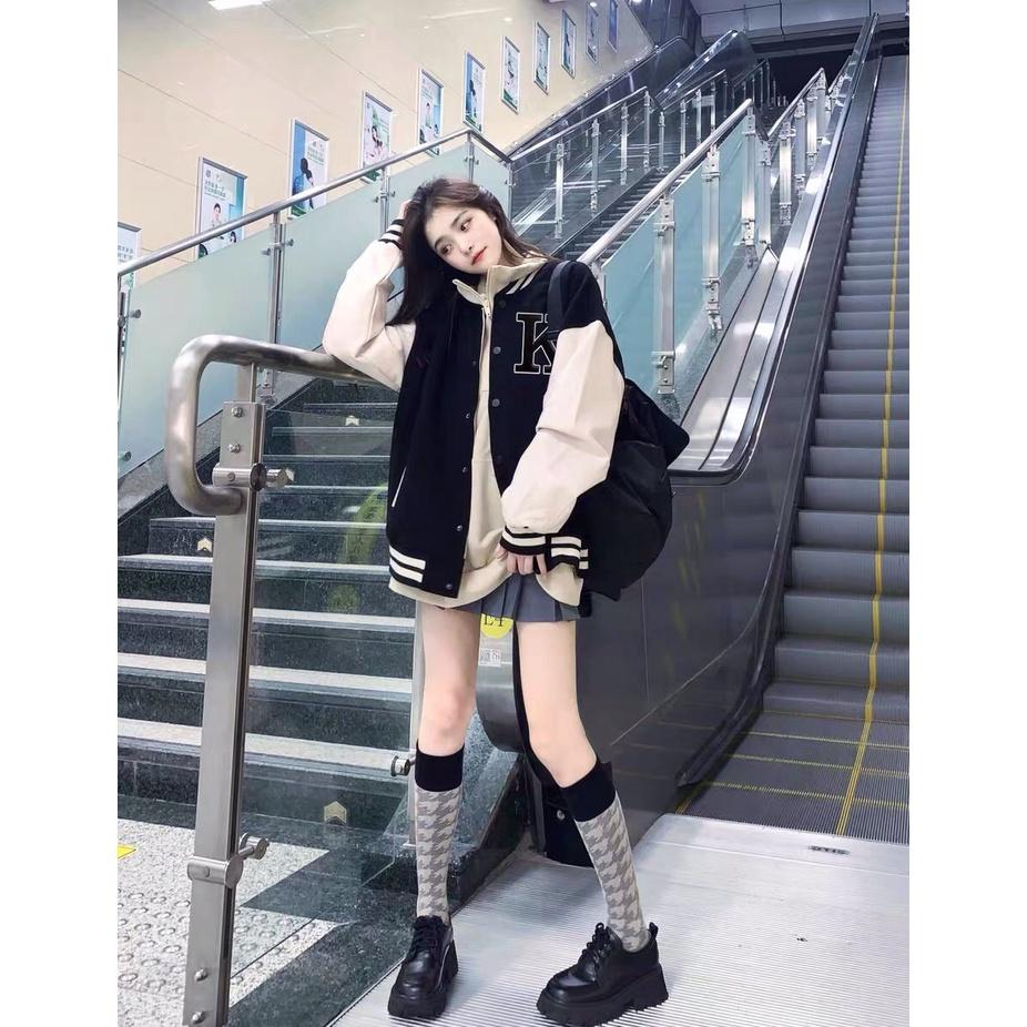 Áo Cardigan Bomber Bóng Chày Nỉ Bông K.KASHENG Form Rộng Unisex Nam Nữ Ulzzang KUN