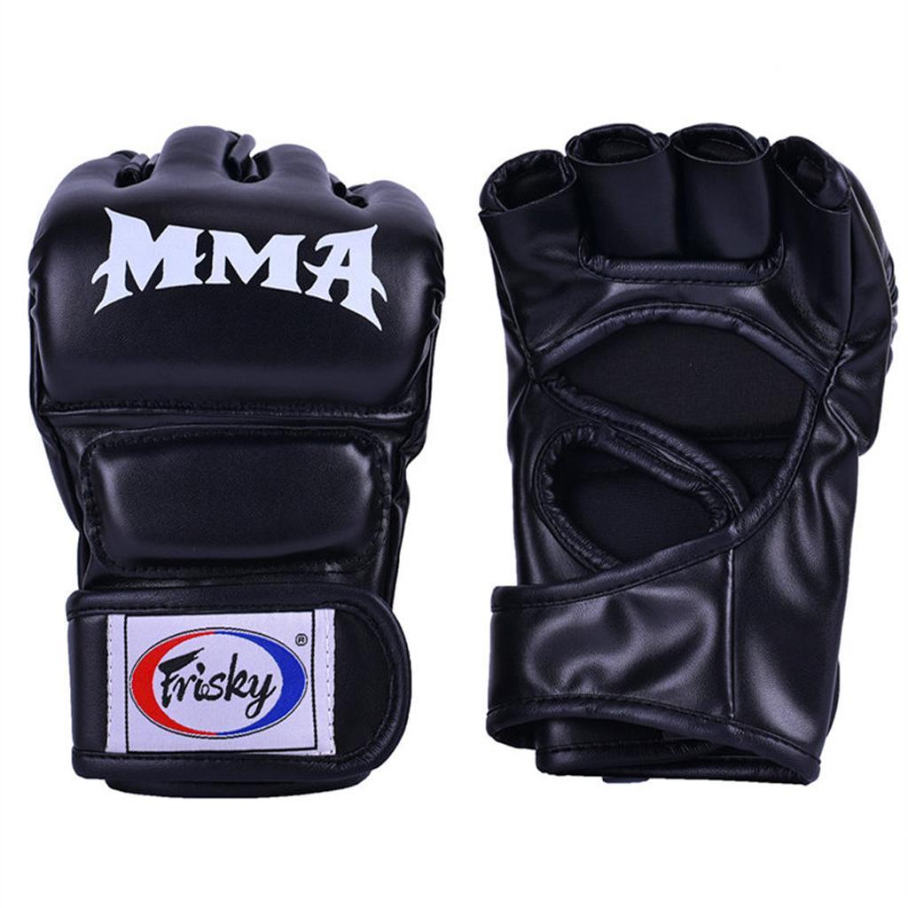 Boxing Training Gloves Taekwondo MMA Punching Martial Half Finger Mitts Black