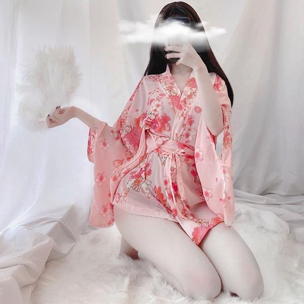 Cosplay Kimono Nhật Bản sexy gợi cảm áo choàng ngủ nữ voan hoa anh đào cao cấp đáng yêu BIKI HOUSE N742 - Ship Hỏa Tốc
