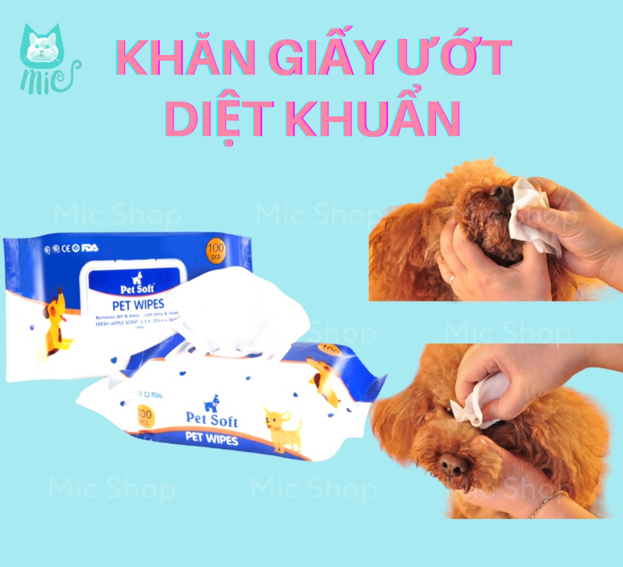 KHĂN GIẤY ƯỚT DIỆT KHUẨN PETS SOFT cho thú cưng