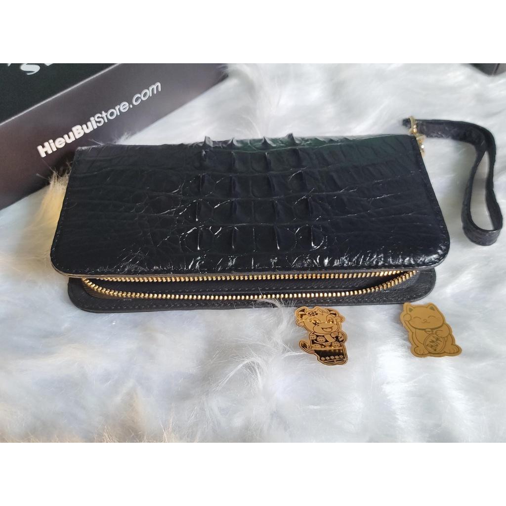 Ví Cầm Tay 1 Khóa Clutch Da Cá Sấu Cao Cấp Màu Đen