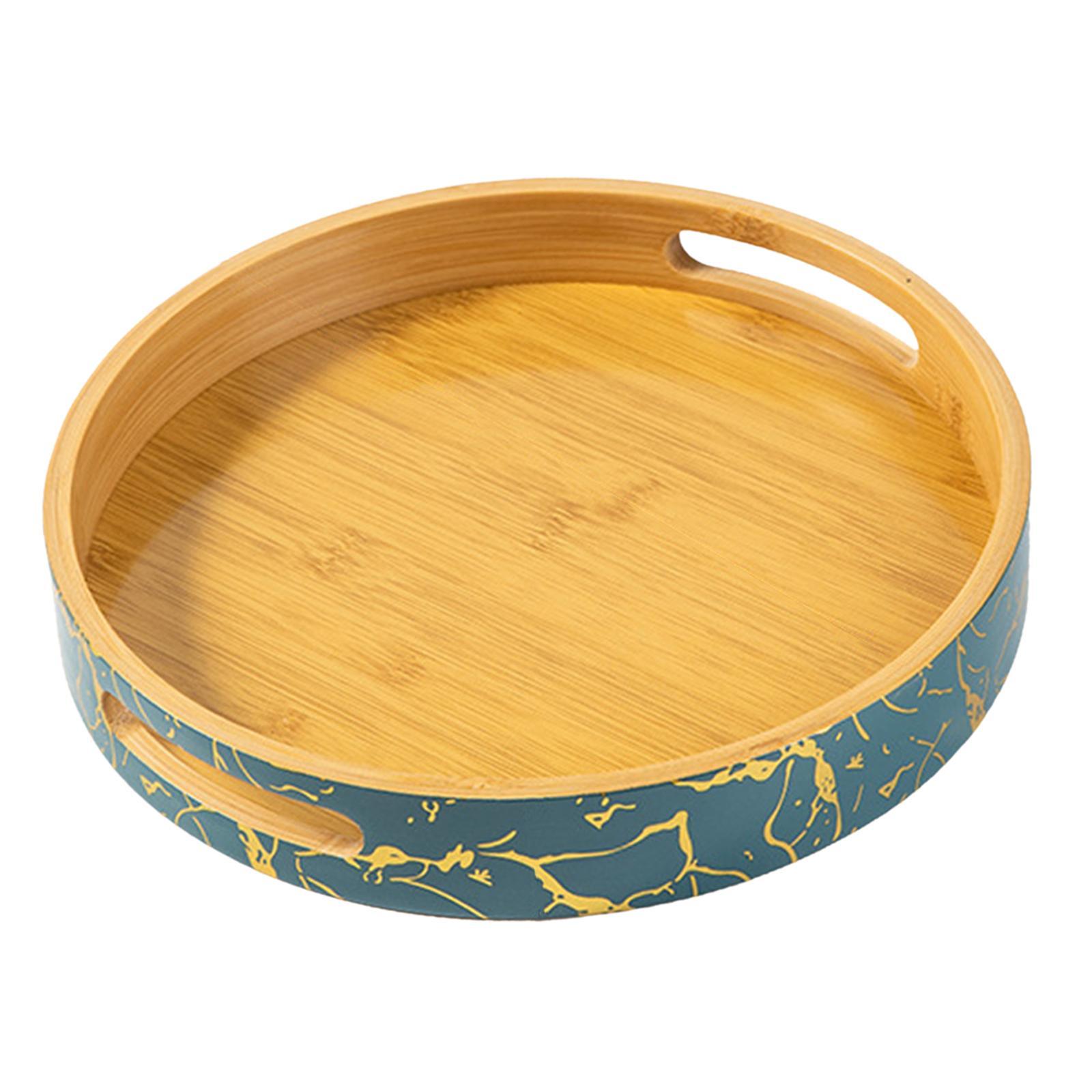 Bamboo Serving Tray Snack Tray with Handles for Home Decor Ottoman Breakfast
