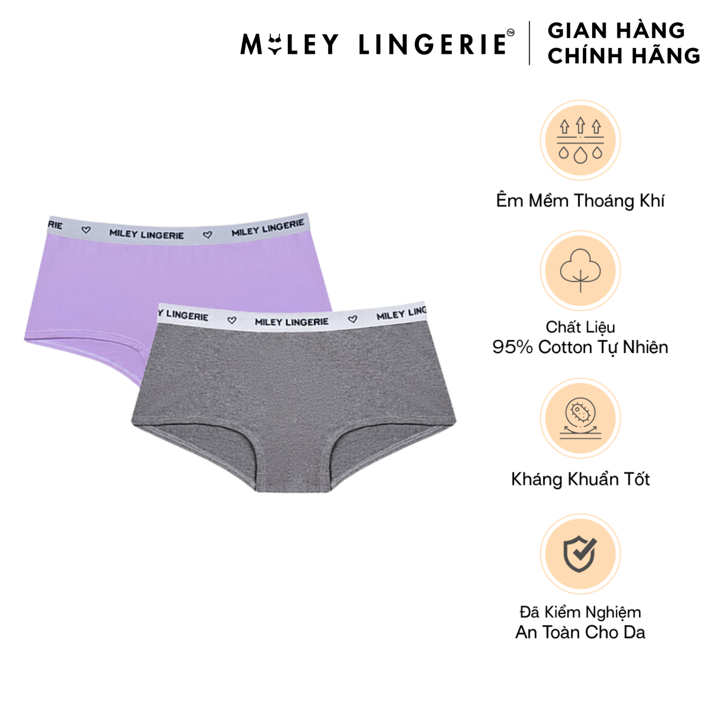 Combo 2 Quần Boy Short Sợi Vải Thiên Nhiên Miley Lingerie - Màu ngẫu nhiên