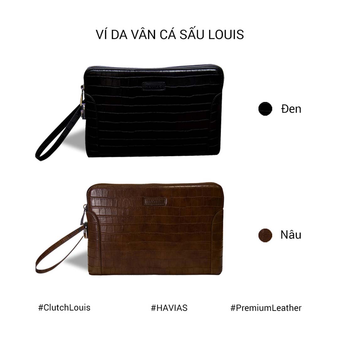 Clutch túi da vân cá sấu LOUIS