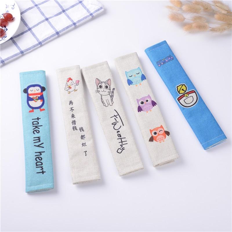 Vỏ Bọc Dây Đai An Toàn Xe Hơi Bằng Cotton Lanh In Họa Tiết Hoạt Hình Dễ Thương