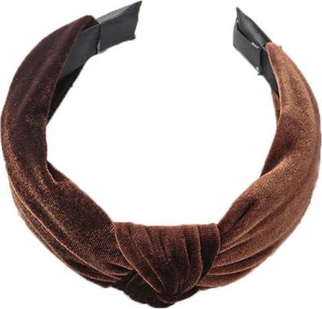 Bờm cài tóc turban nữ BN30F bản to vải nhung màu nâu