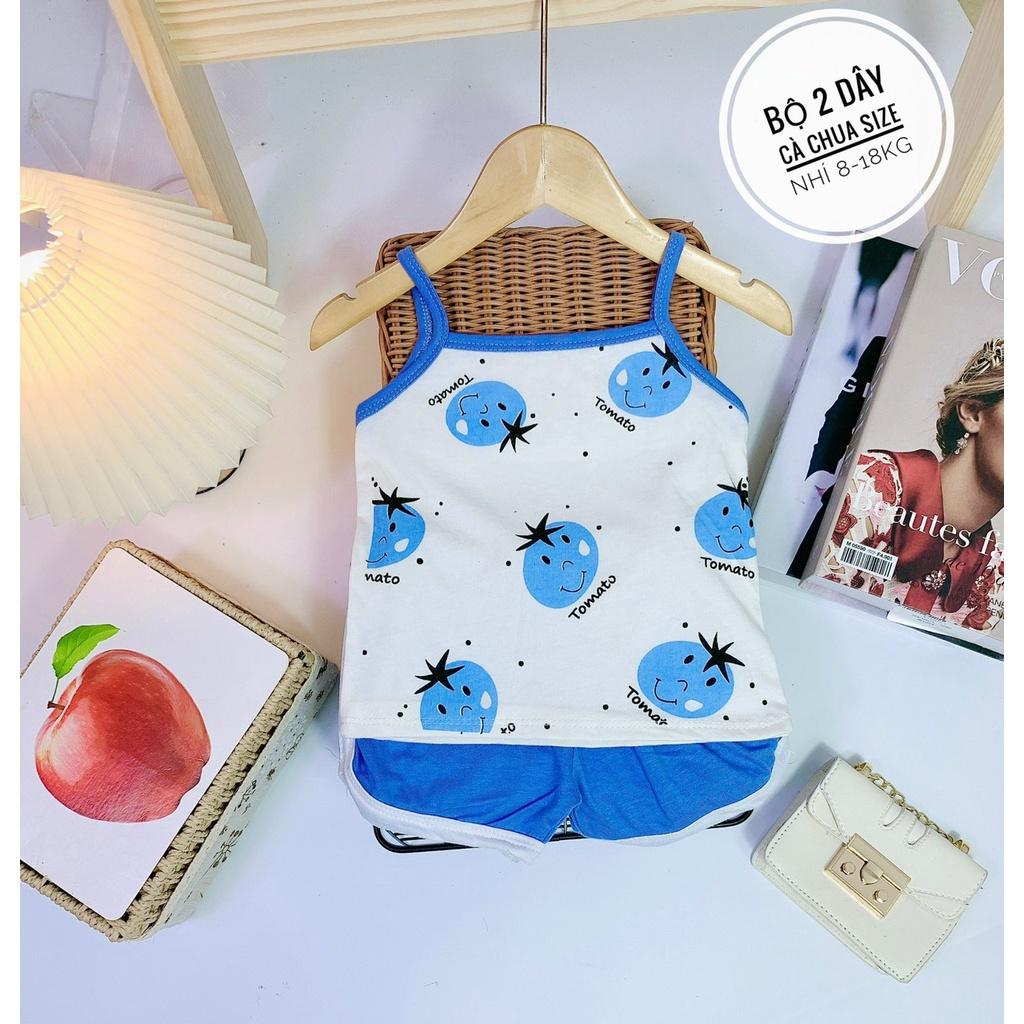 Bộ hai dây cotton hình cà chua cho bé gái từ 7 - 18kg