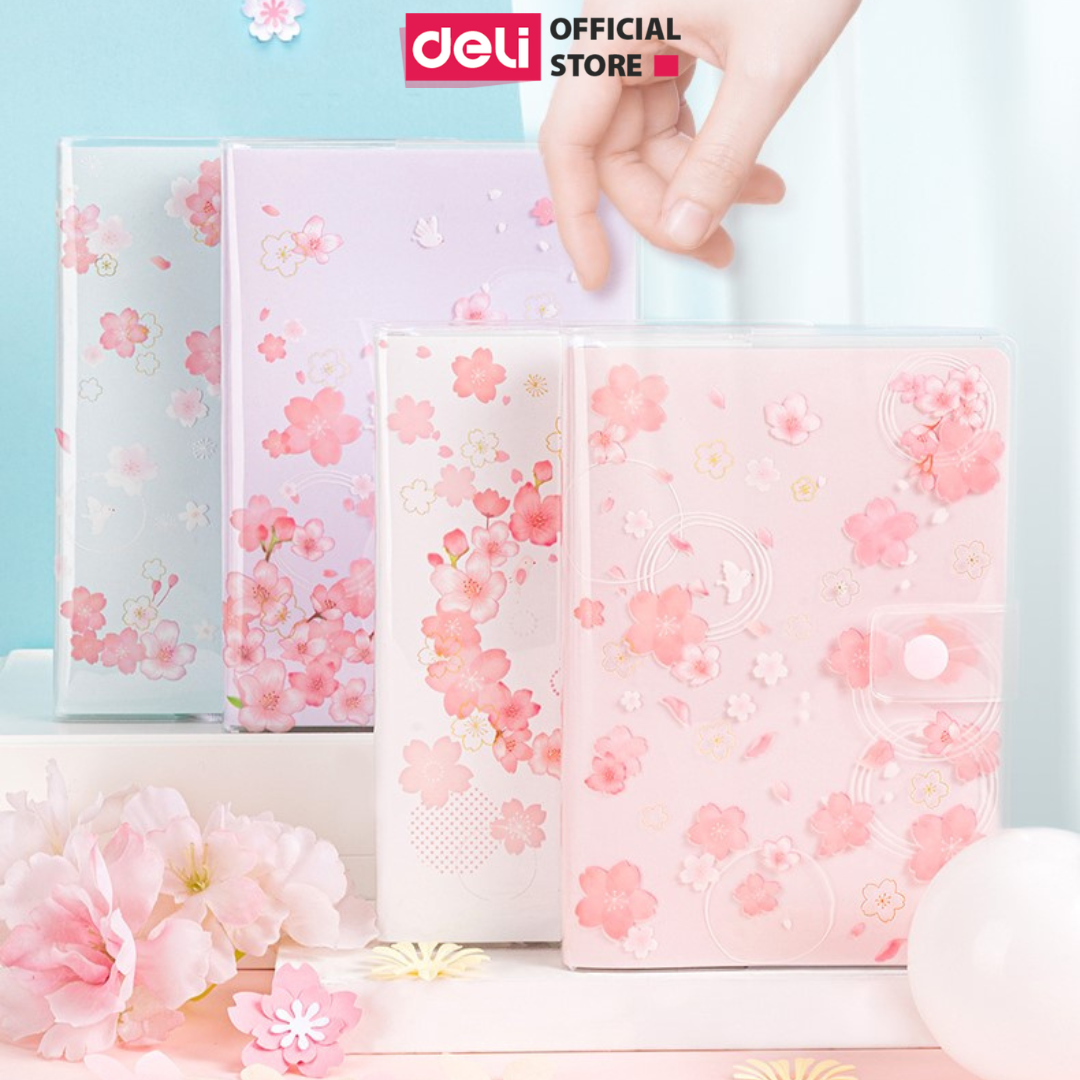 Sổ Tay Ghi Chép Kẻ Ngang 224 Trang 80Gsm Bìa Hoa Anh Đào Cao Cấp Deli - Bìa Chống Nước Màu Ngẫu Nhiên Phù Hợp Làm Sổ Tay Kế Hoạch Planner - SZ048 SZ051