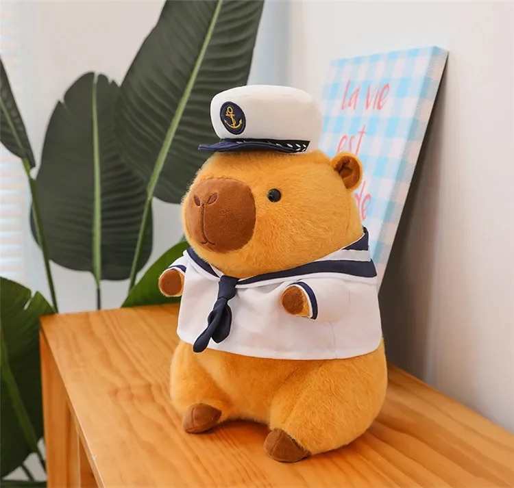 Thú nhồi bông capybara hải quân - Size từ 25 đến 45cm - Quà tặng gấu bông chuột lang thuỷ thủ đáng yêu - Gối ôm mềm mịn cho bé