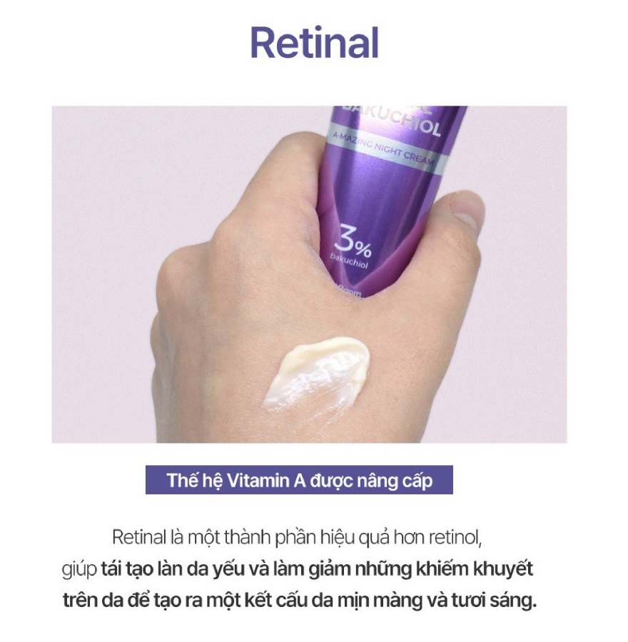 Kem Dưỡng Ban Đêm Tái Tạo, Phục Hồi Và Trẻ Hóa Làn Da PrettySkin Retinal BakuChiol A-Mazing Night Cream 30ml