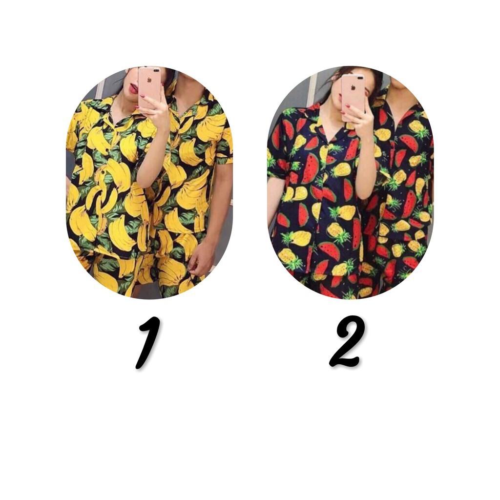 (Siêu Hót) Bộ quần áo Hình Hoa Qủa Nam Nữ Vải LANH LỤA siêu mát size S-M-L (45-78kg