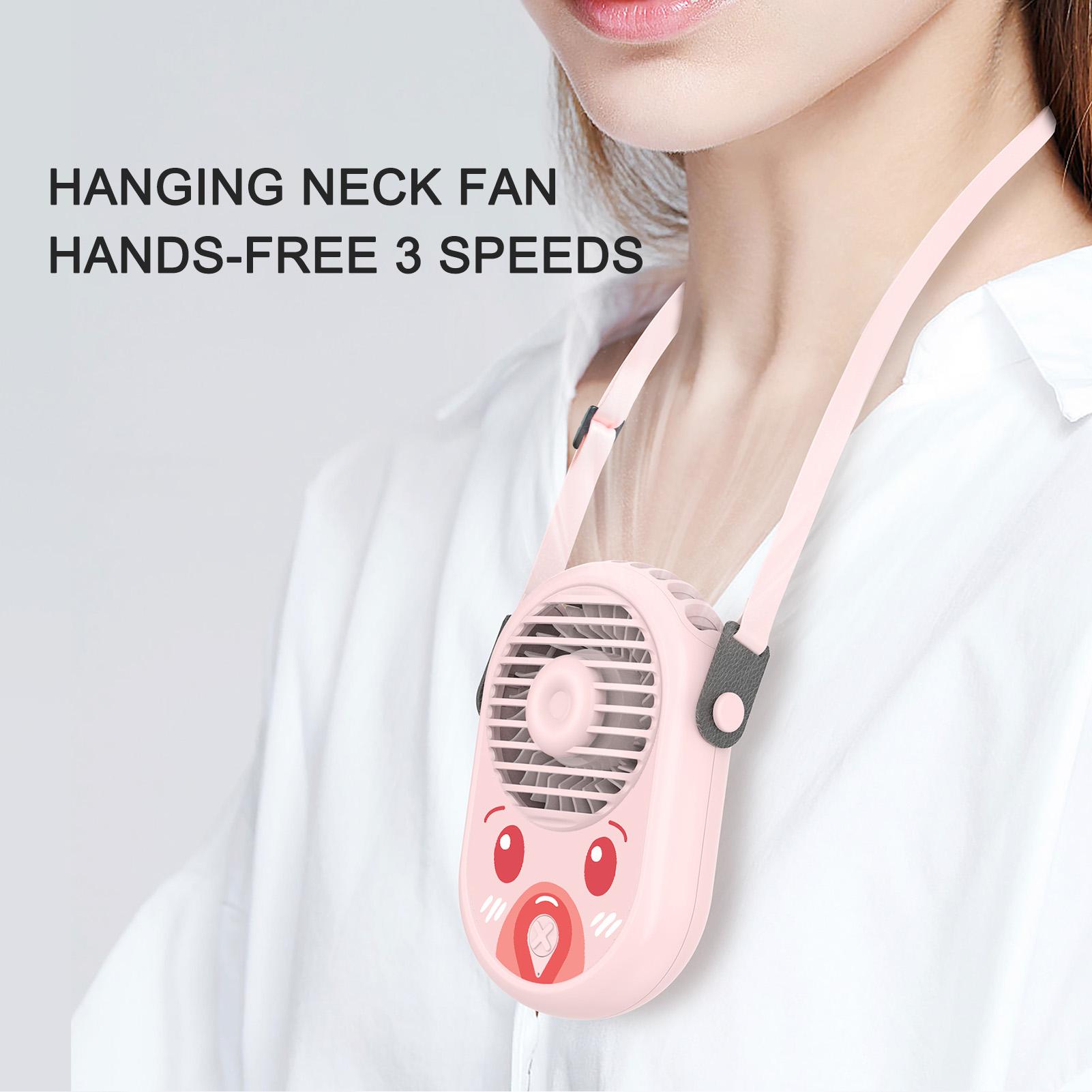 Quạt treo cổ mini có 3 tốc đọ có thể sạc lại Kích thước nhỏ gọn, nhẹ và di động