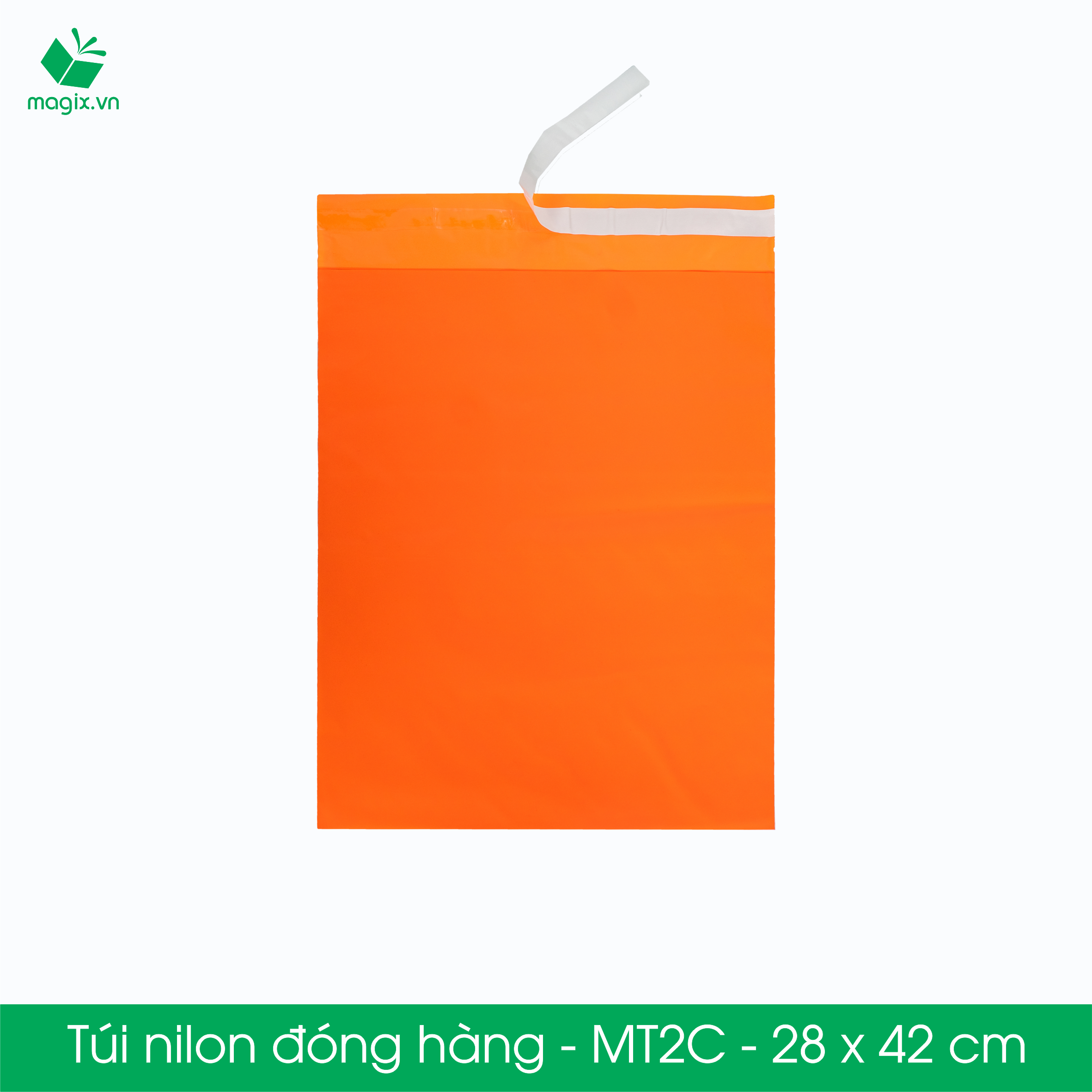 MT2C - 28x42 cm - Túi nilon gói hàng - 500 túi niêm phong đóng hàng màu cam