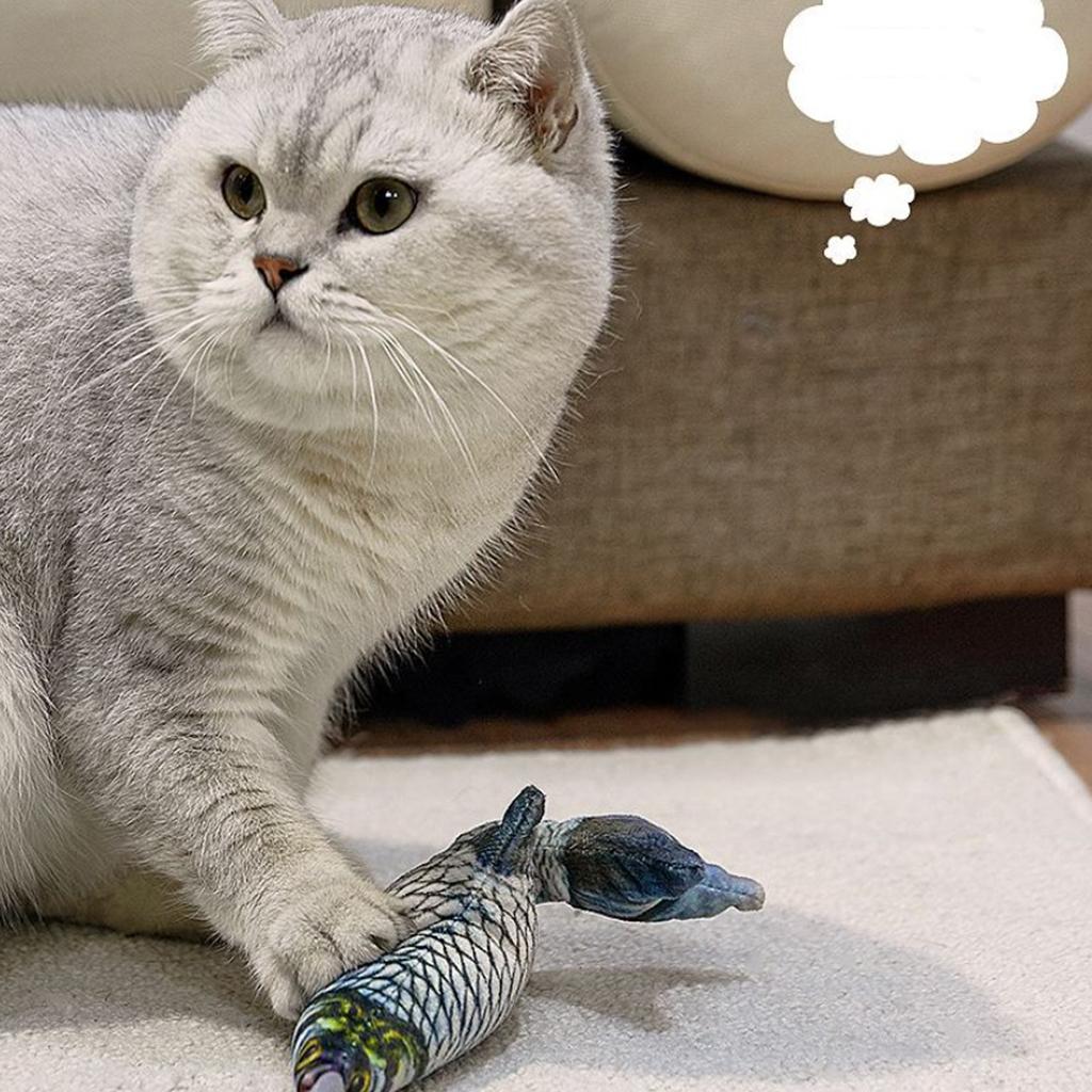 Moving Fish Cat Toy Realistic Interactive Flopping Fish Cat Kicker Catnip Toys for Indoor Cats Pets Kitten Manual Control Wagging Fish