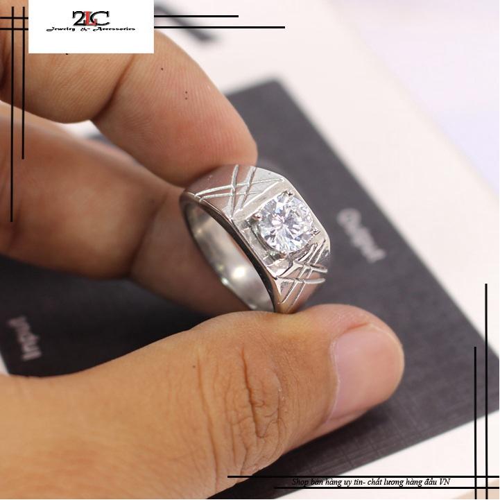 Nhẫn Nam Inox Sọc Xéo Thời Trang Cá Tính Không Đen Thép Không Gỉ - QCNN05
