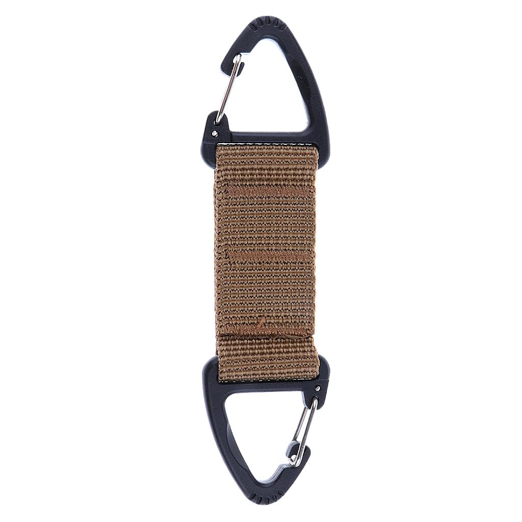 Outdoor Hiking High Strength Nylon Webbing Double Ended Triangular Carabiner Clip Spring Snap Hook