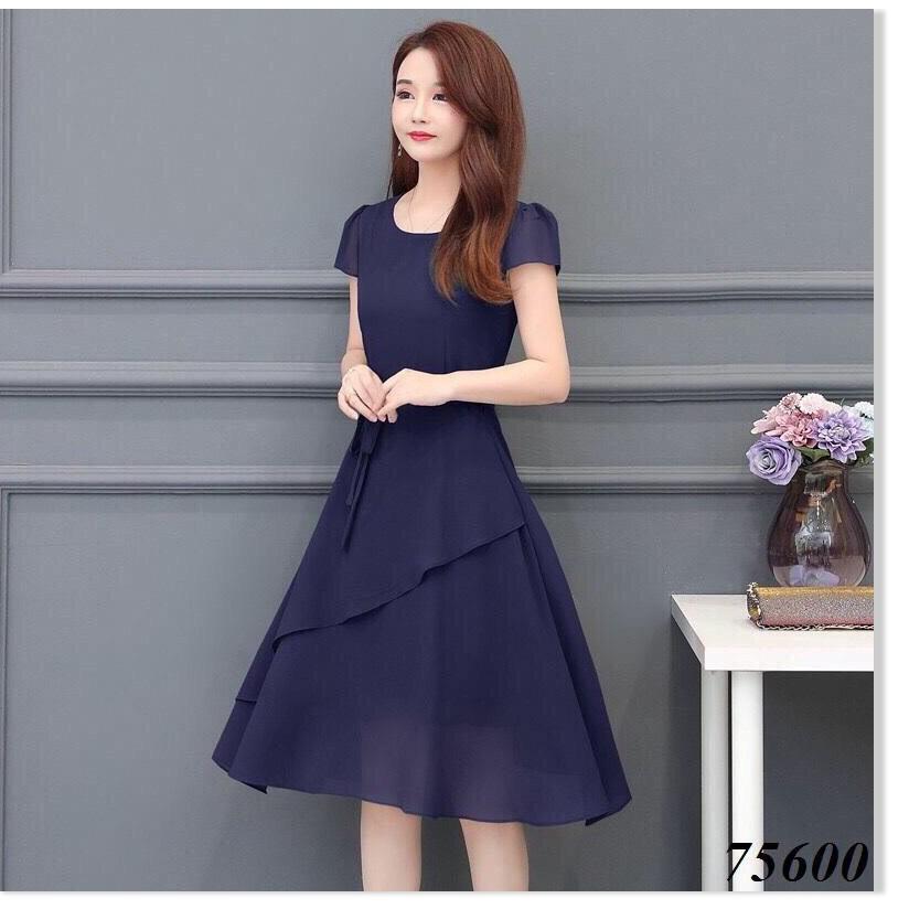 Đầm voan chiffon xếp tà nhẹ nhàng nữ tính