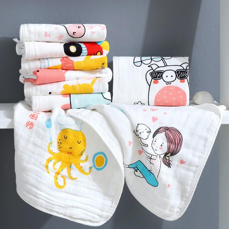 Khăn Xô Khăn Sữa Rửa Mặt Sợi Tre 6 Lớp Cho Bé KT 30X30 cm