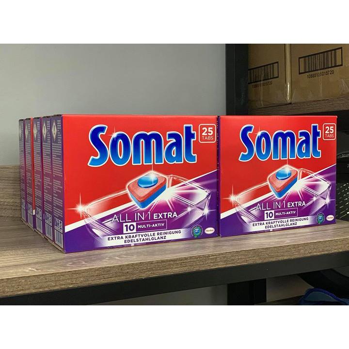 Combo 4 hộp Viên rửa bát cao cấp Somat All in 1 Extra 25 viên - Đức