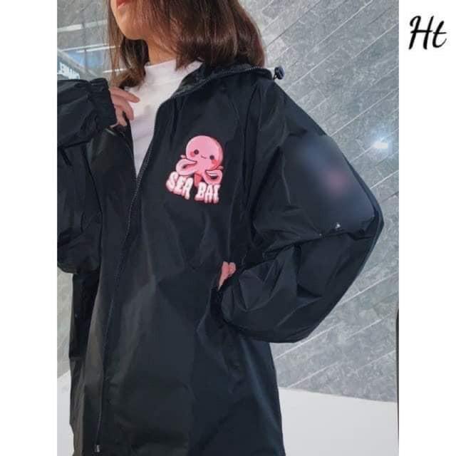 Áo Khoác Dù Bạch Tuột Phong Cách Unisex Cho Nam Nữ Form Rộng Dài Tay Vải Dù Hai Lớp