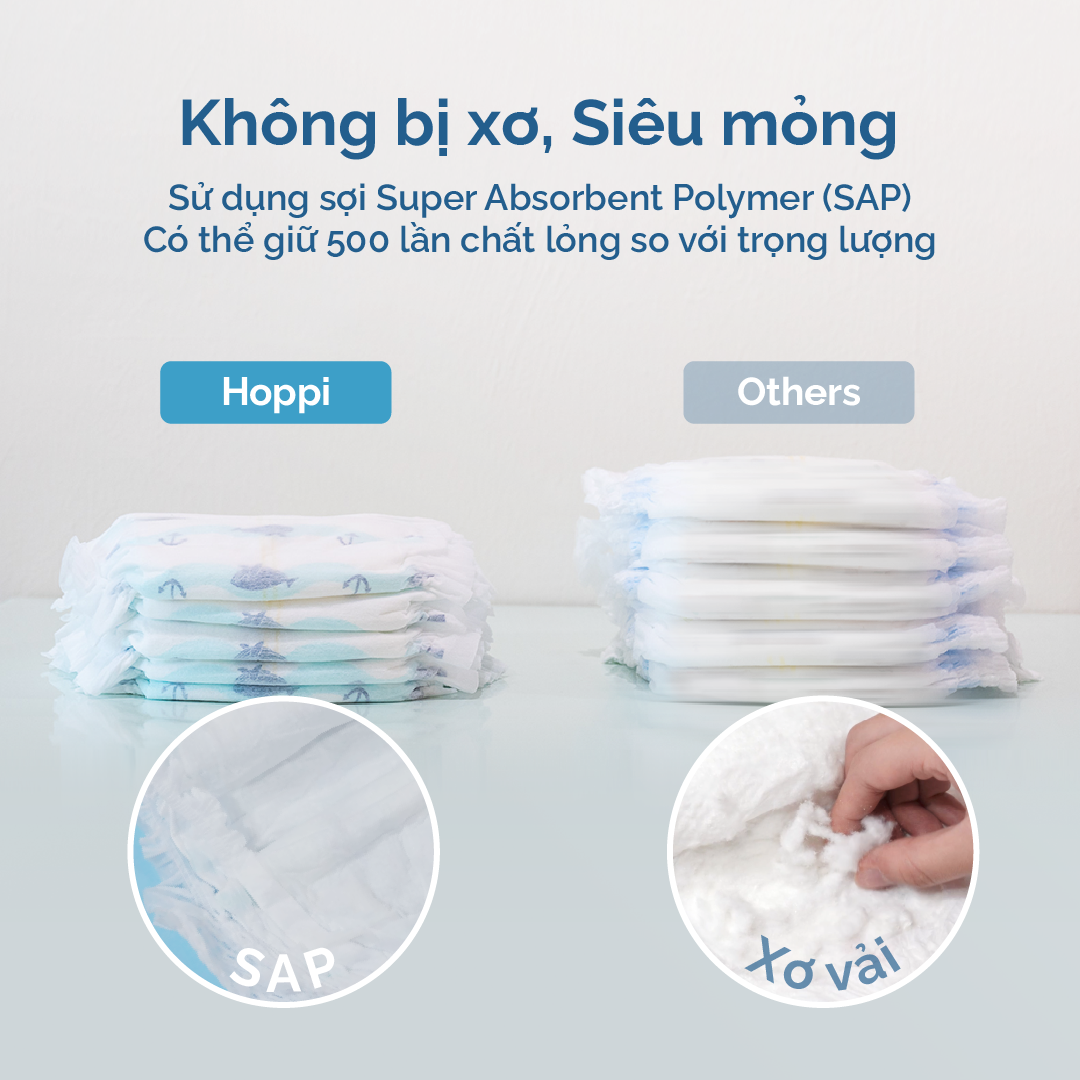 Tã / bỉm dán Hoppi AirDream Diaper số lượng NB 66 / S 56 / M 48 / L 40 miếng