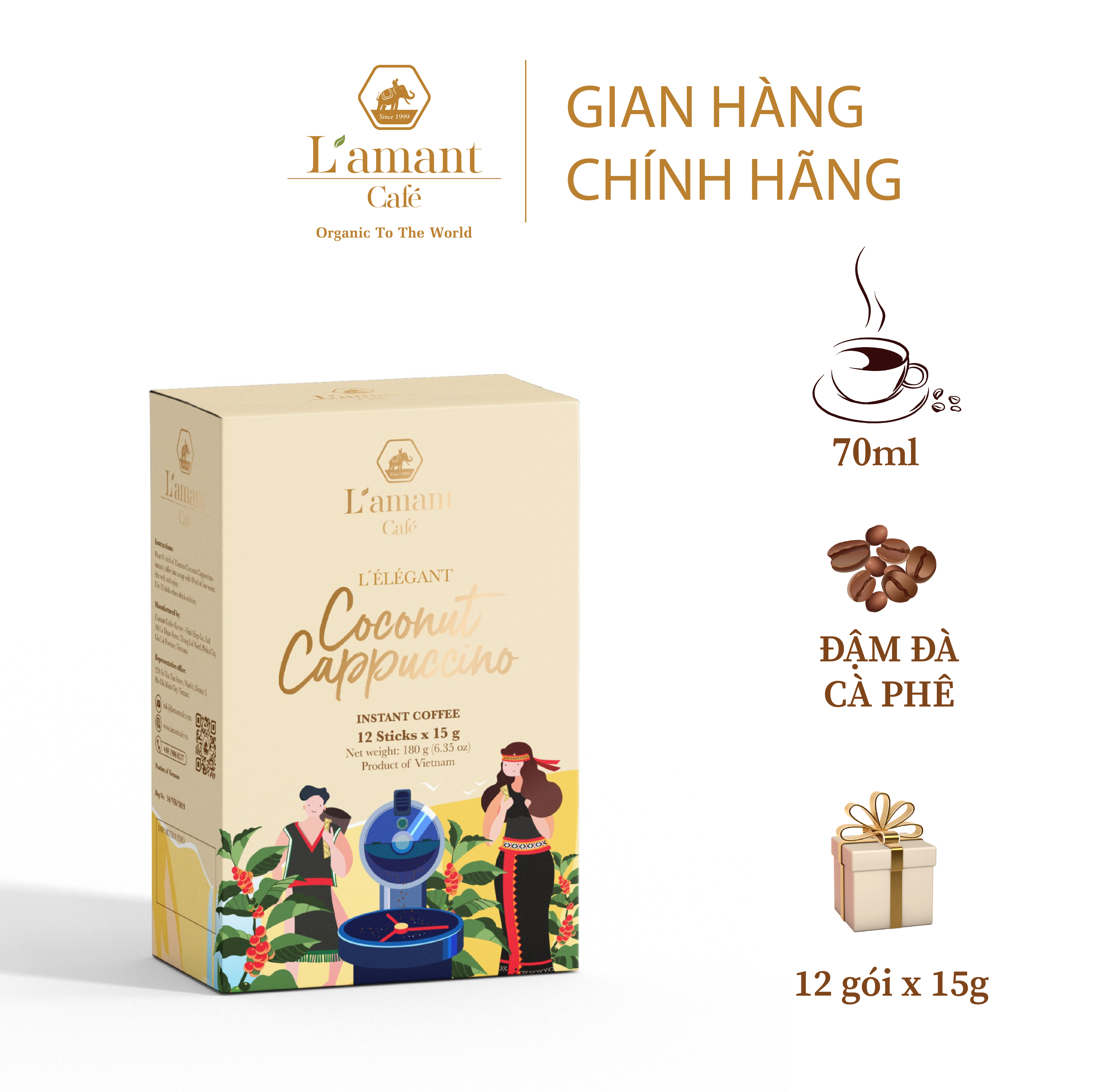 Combo 02 hộp cà phê hòa tan Coconut Cappuccino