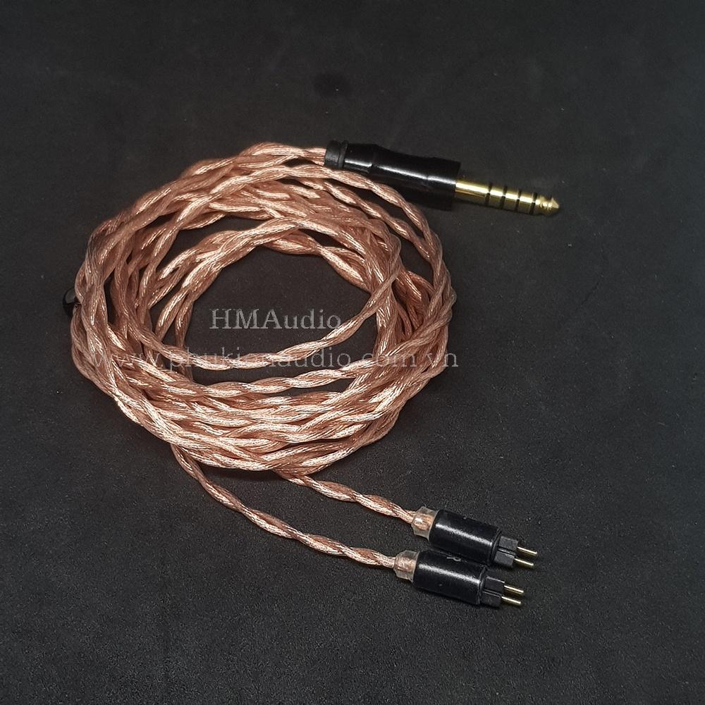 Dây tai nghe đồng 7N OCC Litz 23AWG đường kính dây đơn 1.25mm tết 4 sợi - Connector iSine10 iSine20