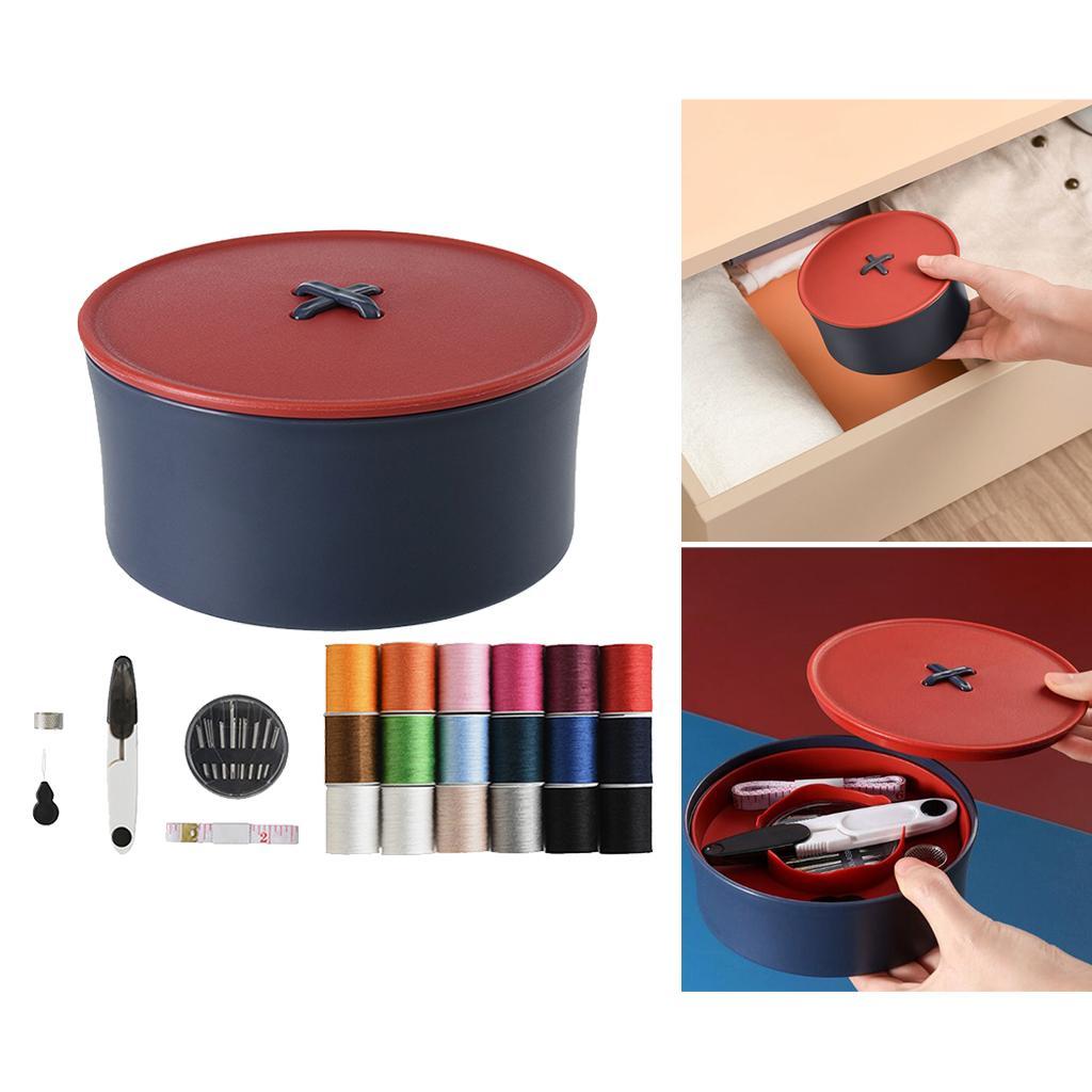 24Pcs Sewing Kit Case  Thread Tape   Kit Red Blue