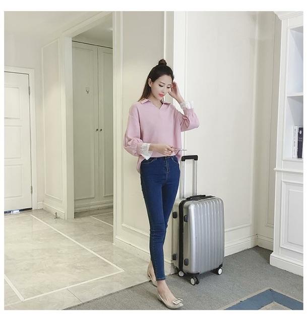 ÁO HỒNG PHỐI TAY REN