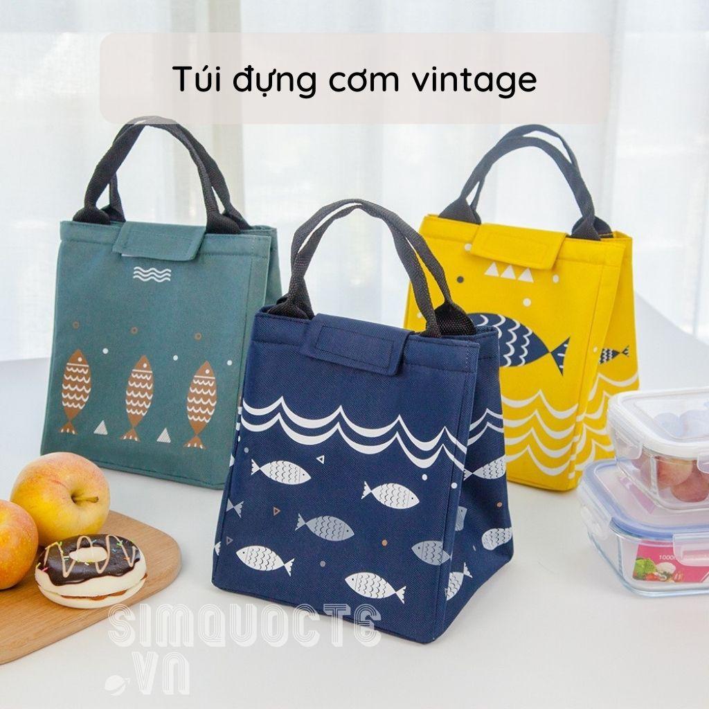 Túi đựng cơm giữ nhiệt miệng túi cao phong cách vintage TĐC03