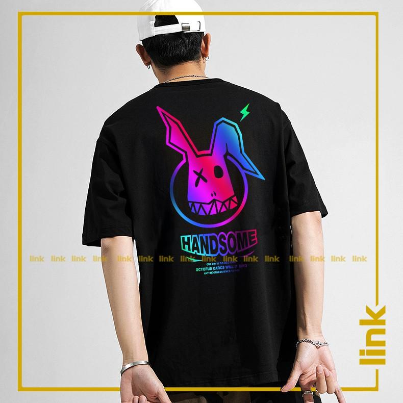 Áo thun nam nữ phản quang THỎ RABBIT HANDSOME độc lạ tay lỡ Unisex