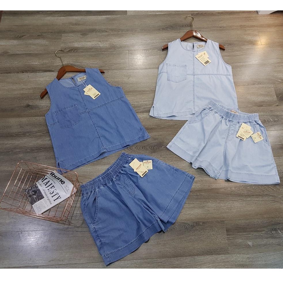 Set Bộ Denim Sát Nách JEANS 2 Màu Xanh Nhạt, Xanh Trung Mát Mẻ Cho Mùa Hè Năng Động Chất Đẹp - Độc - Lạ