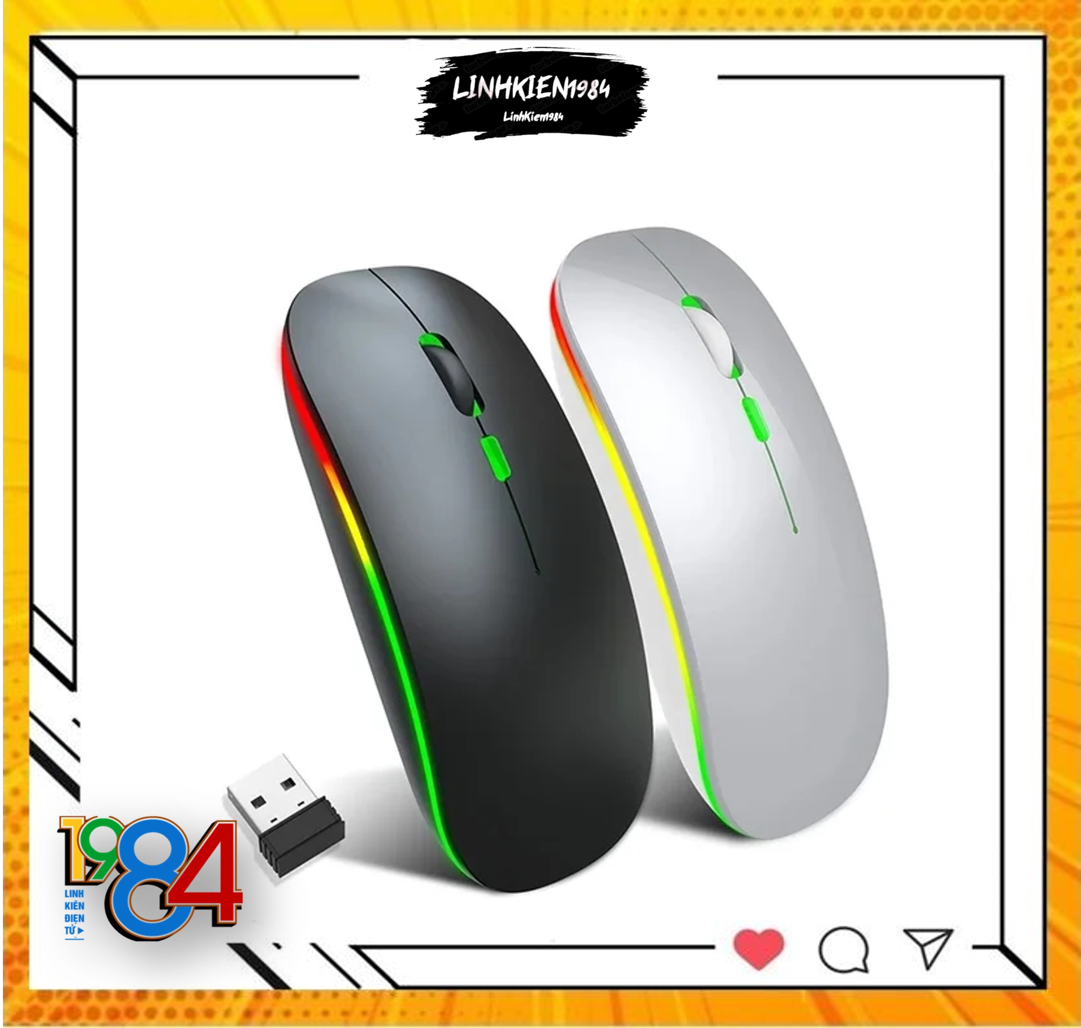 Chuột Không Dây A2 Pro, Chuột Máy Tính Không Tạo Tiếng Ồn, Sạc Được Pin, Hiệu Ứng Đèn Led RGB