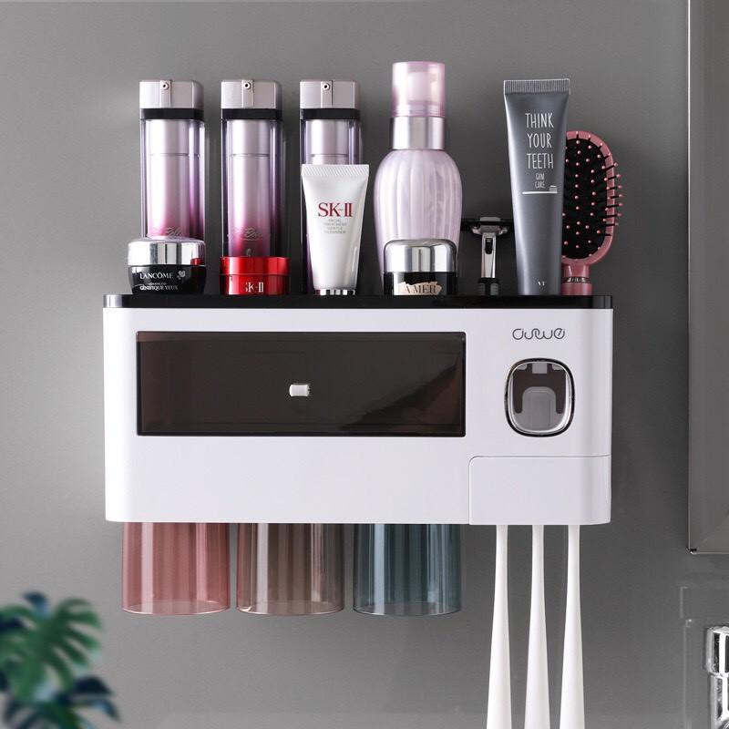 Bộ Nhả Kem Đánh Răng Cốc Màu Tự Động, Kệ Để Đồ Phòng Tắm Cao Cấp Hàng đẹp