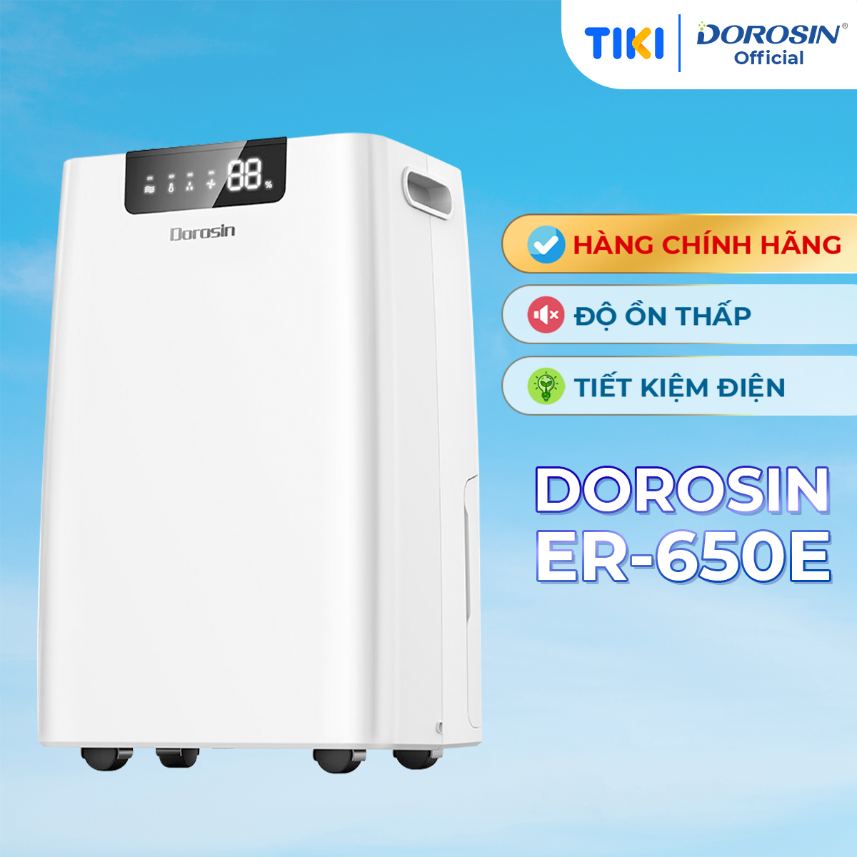 Máy hút ẩm gia dụng chính hãng Dorosin ER-650E /Công suất hút ẩm 50lít/ngày/Cảm ứng điện tử thông minh