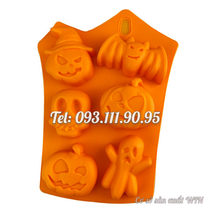 Khuôn silicon làm bánh, rau câu, socola 6 hình Halloween – Mã số 1495