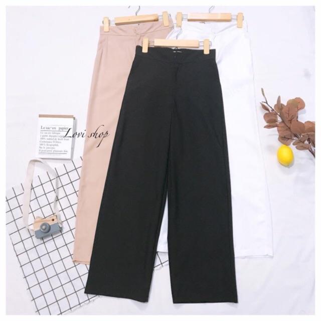 Quần culottes ống rộng nút gài khoá giữa, 2 túi chéo Lovi