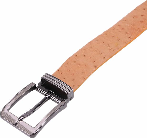 Thắt Lưng Nam Da Đà Điểu Bản Lớn Da Hột Đầu Kim Huy Hoàng HT4440 - Vàng Bò