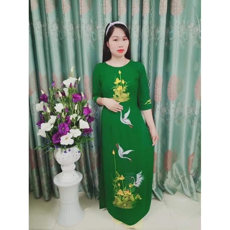 Áo dài truyền thống in hoa 3D