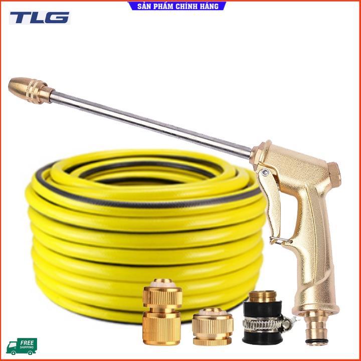 Rửa xe tưới cây Bộ dây và vòi xịt tăng áp lực nước 300% loại 25m cút đồng,nối đồng 206701-3