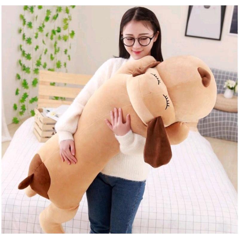 Chó bông nằm dài mũi tim,chó nhồi bông mềm mịn,dồn 100% gòn