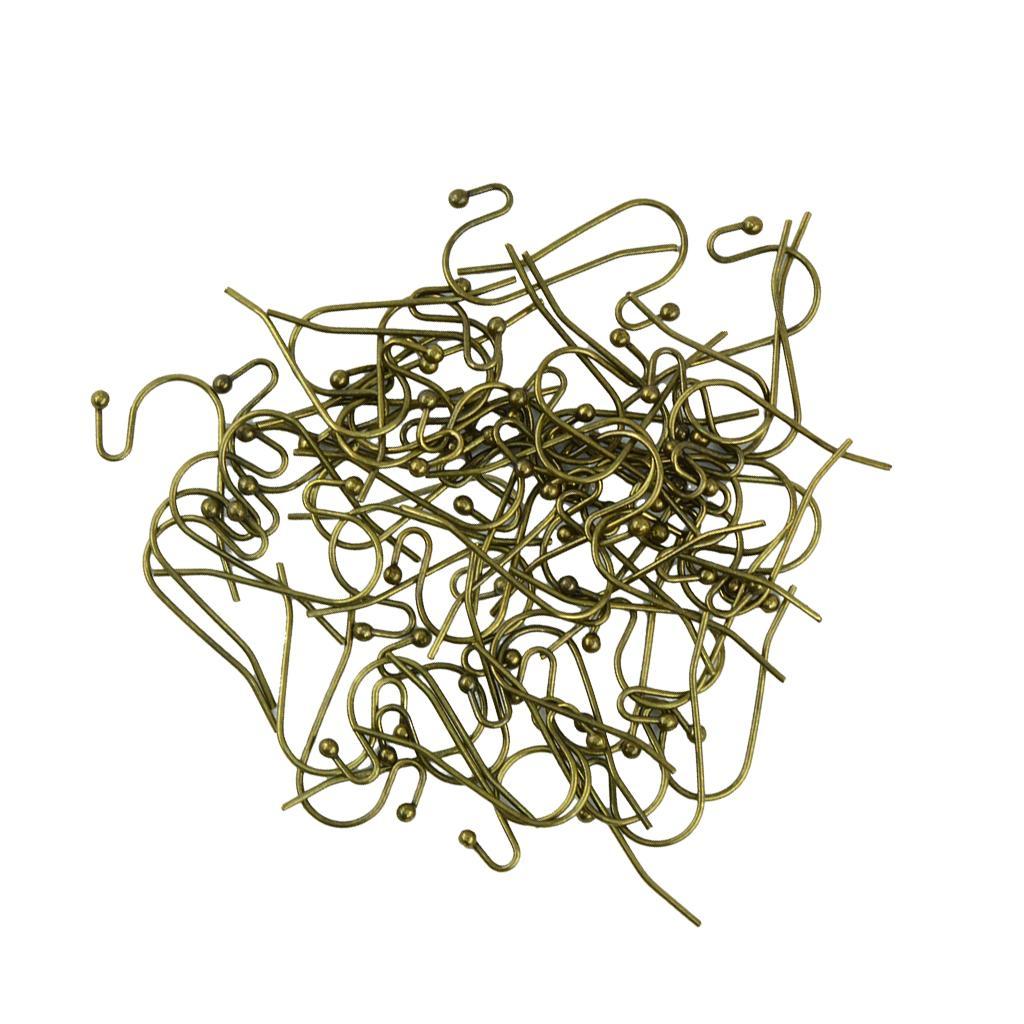 200x Brass French Wire Dot Ball Earring Hook Dangle DIY Making Bronze&amp;Copper