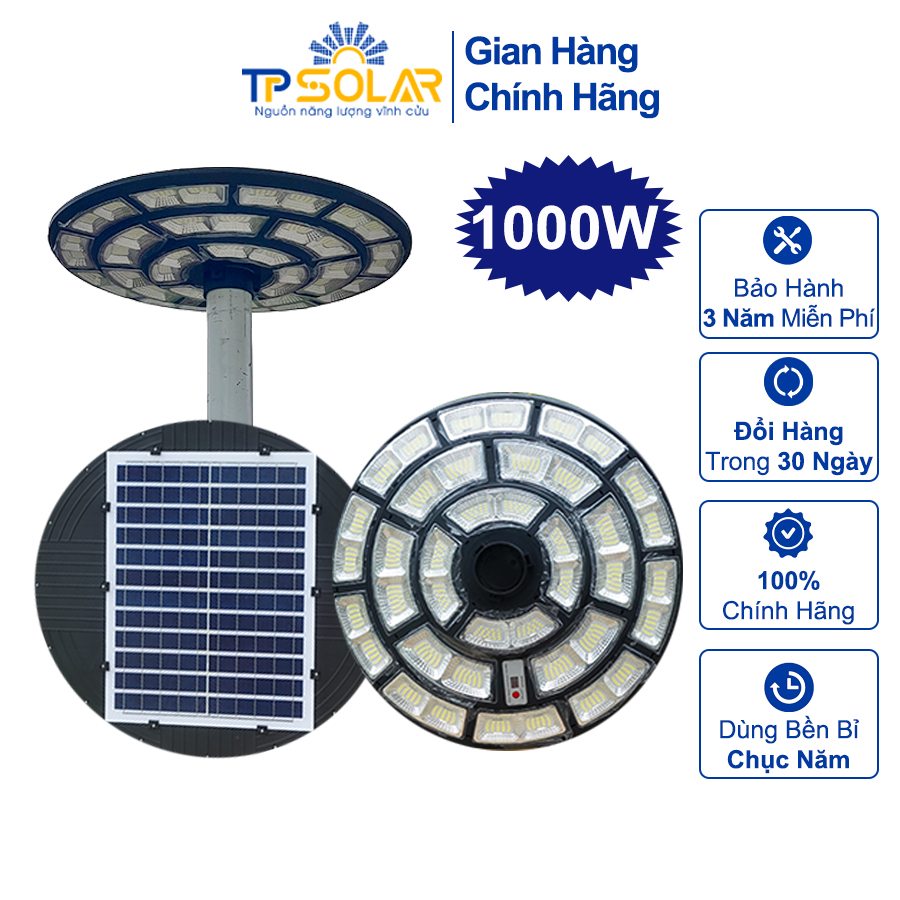 Đèn Sân Vườn Năng Lượng Mặt Trời UFO TP Solar TP-U1000 Công Suất Lớn 1000W Chiếu Sáng 360 Độ, Chống Nước IP67