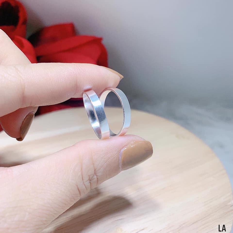 Nhẫn Đôi Nam Nữ Đơn GIản Khắc Chữ Đẹp Bạc Ta Gentle Flower