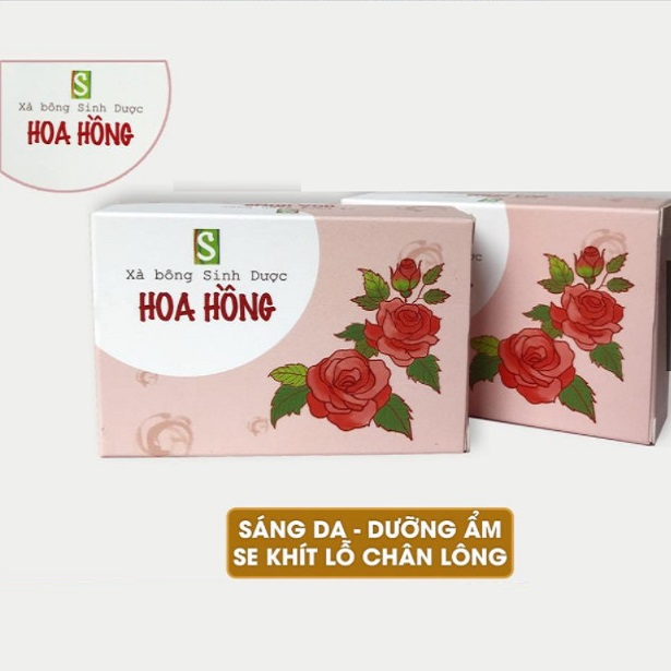 Combo 3 bánh xà bông Sinh Dược Hoa Hồng 100gr kèm túi lưới tạo bọt - ROSE SOAP- Xà phòng thơm hoa hồng giúp ngừa mụn, sáng da, dưỡng ẩm, se khít lỗ chân lông
