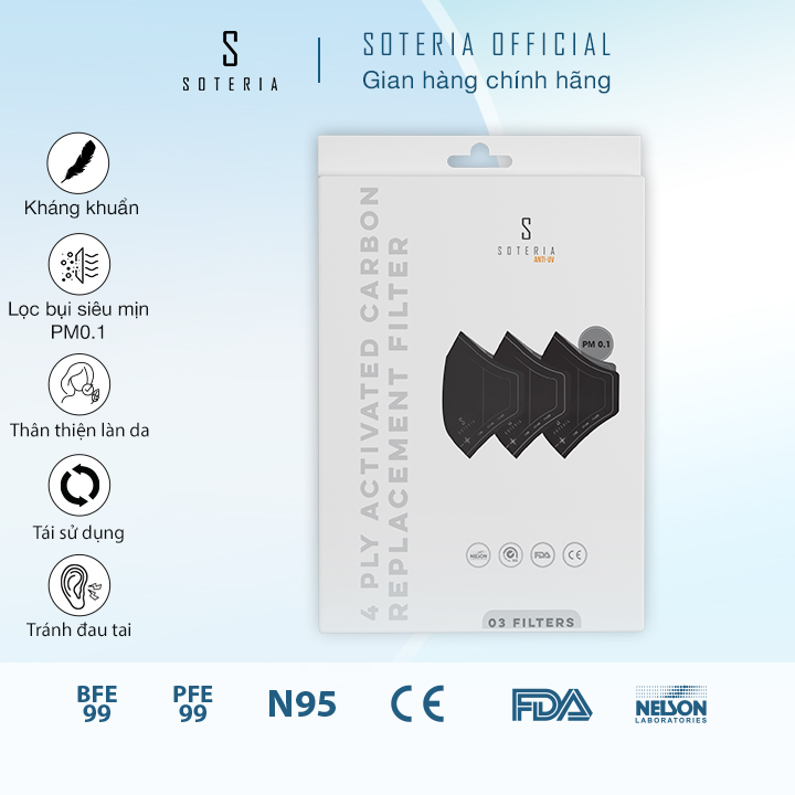 Bộ lọc SOTERIA ANTI UV - FILTER Không van - Combo 3