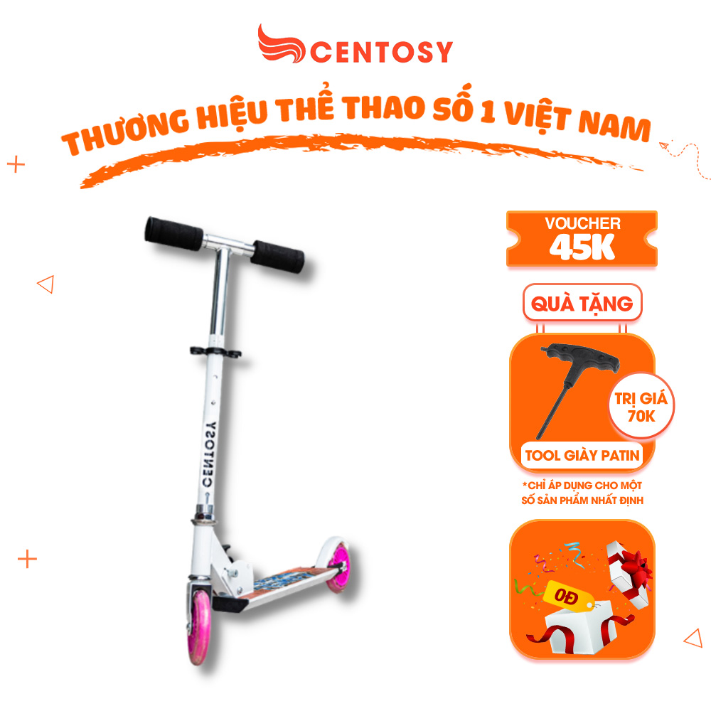 Xe Scooter Trẻ Em Cao Cấp Cougar Centosy C1 - In Hình Bắt Mắt, Có Đèn Nháy