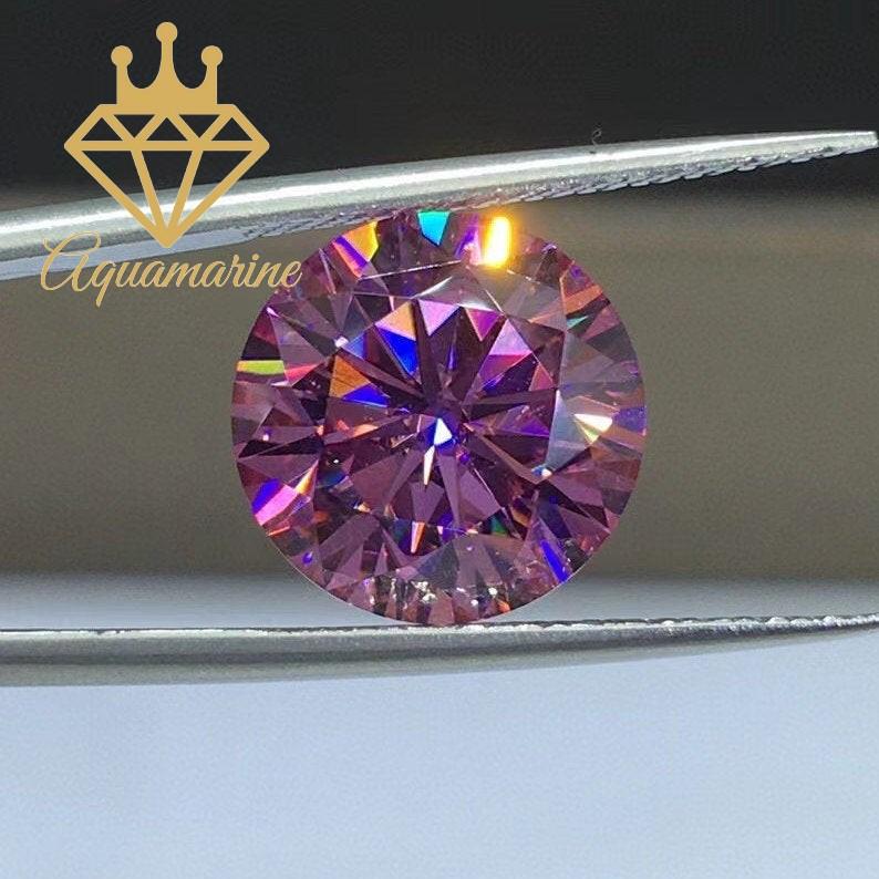 Kim cương nhân tạo Moissanite Round Pink