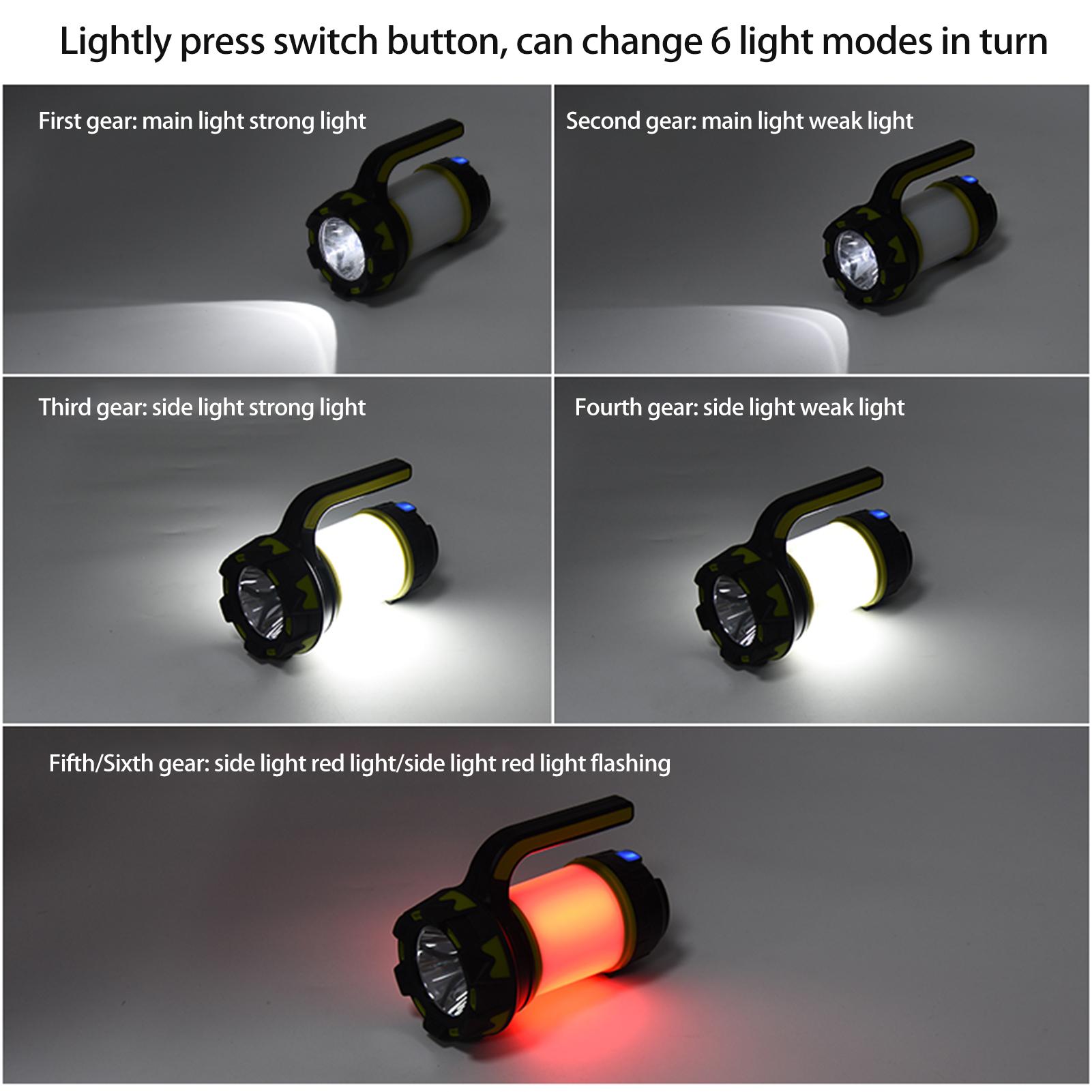Outdoor Camping Light Long-beam Headlight+Illuminated Sidelight Night Fishing Emergency Flashlight Portable Searchlight